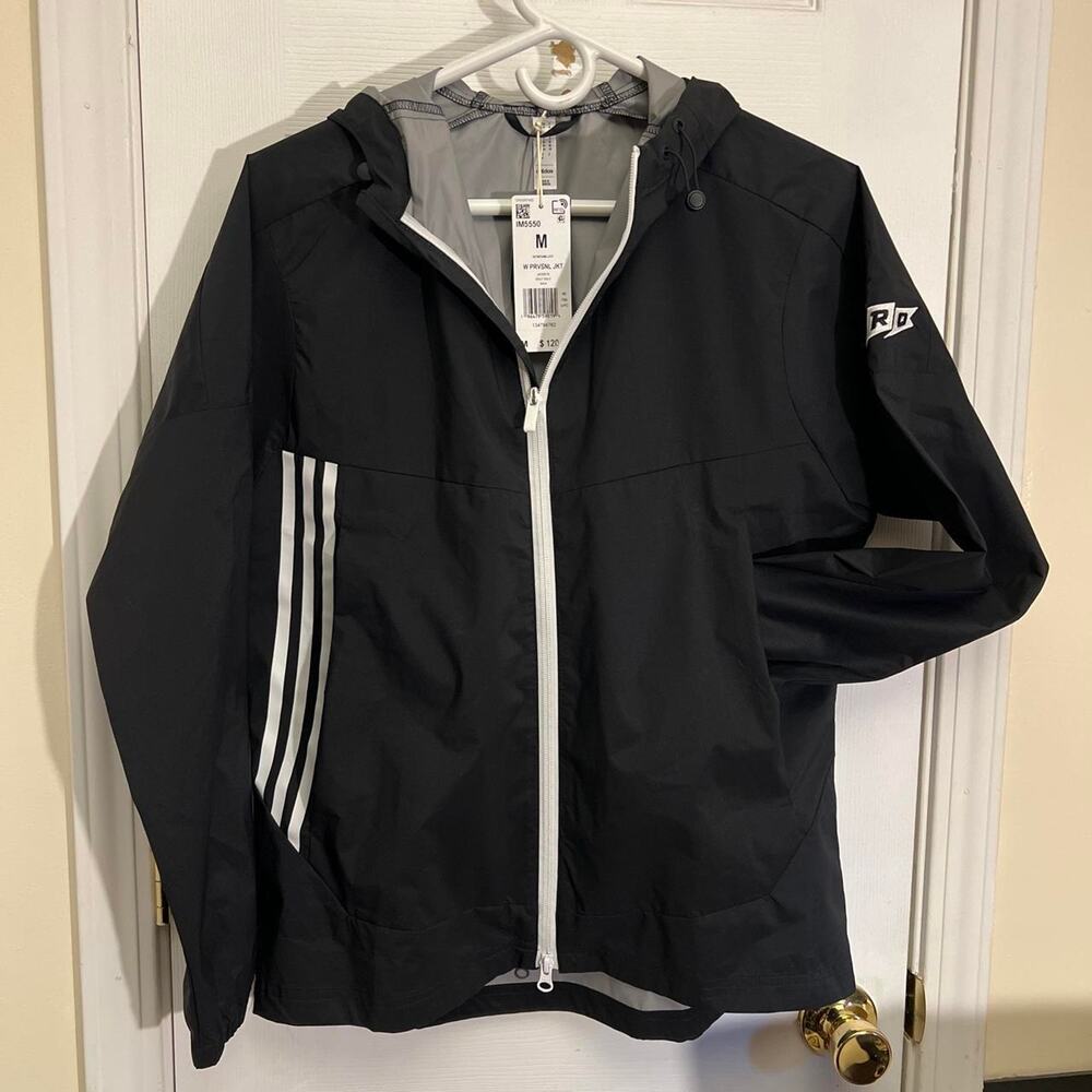 Womens adidas black windbreaker jacket